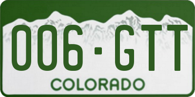 CO license plate 006GTT