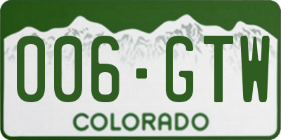 CO license plate 006GTW