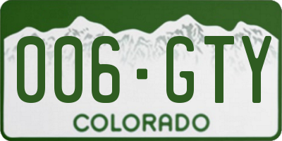 CO license plate 006GTY