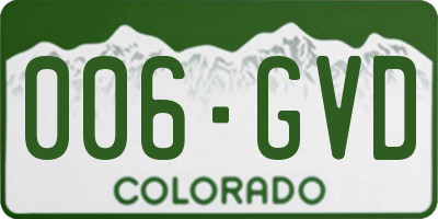 CO license plate 006GVD