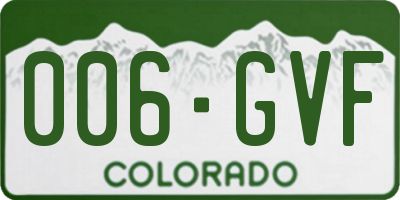 CO license plate 006GVF