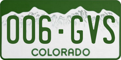 CO license plate 006GVS