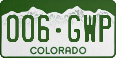 CO license plate 006GWP