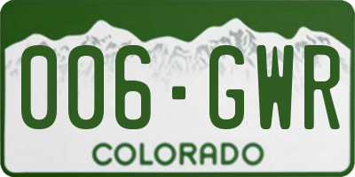 CO license plate 006GWR