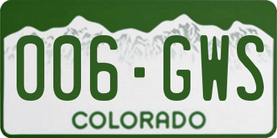 CO license plate 006GWS