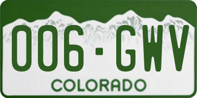 CO license plate 006GWV