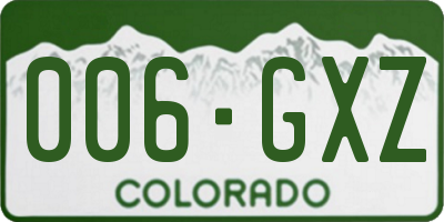 CO license plate 006GXZ