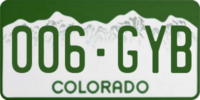 CO license plate 006GYB