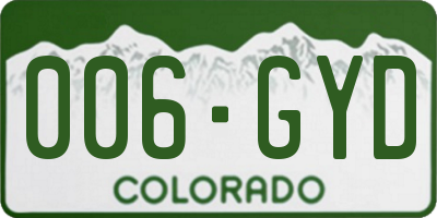 CO license plate 006GYD