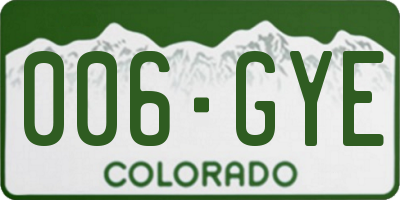 CO license plate 006GYE