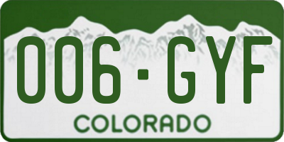 CO license plate 006GYF