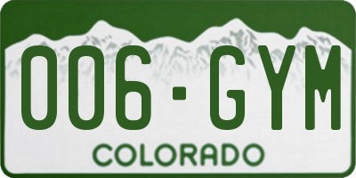 CO license plate 006GYM