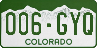 CO license plate 006GYQ