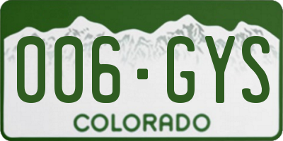 CO license plate 006GYS