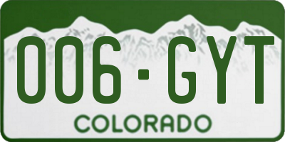 CO license plate 006GYT