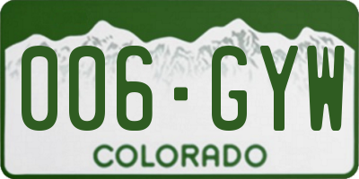 CO license plate 006GYW