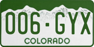 CO license plate 006GYX