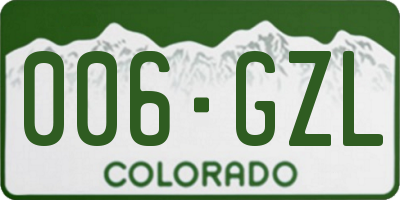 CO license plate 006GZL