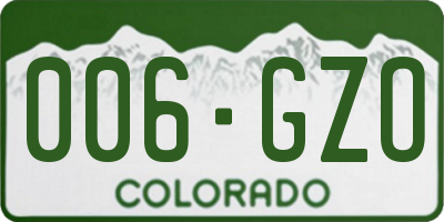 CO license plate 006GZO
