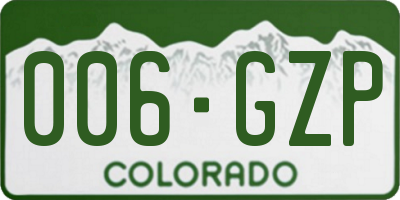 CO license plate 006GZP