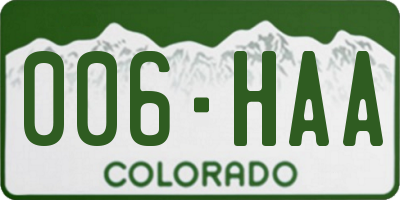CO license plate 006HAA