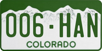 CO license plate 006HAN