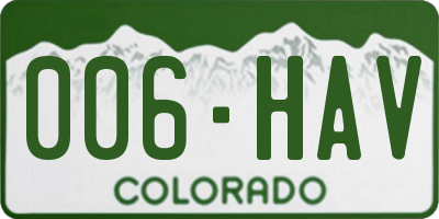 CO license plate 006HAV
