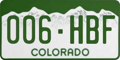 CO license plate 006HBF