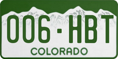 CO license plate 006HBT