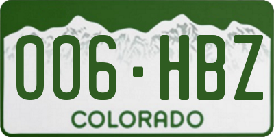 CO license plate 006HBZ