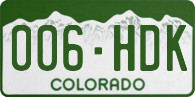 CO license plate 006HDK