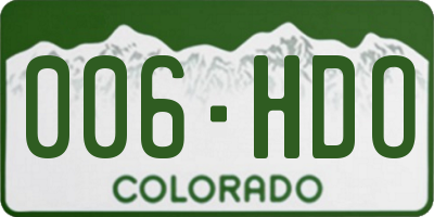 CO license plate 006HDO