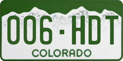 CO license plate 006HDT
