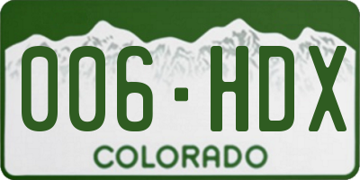 CO license plate 006HDX