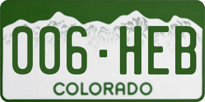 CO license plate 006HEB