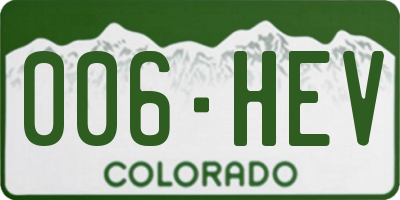 CO license plate 006HEV