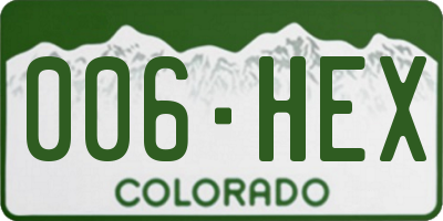 CO license plate 006HEX