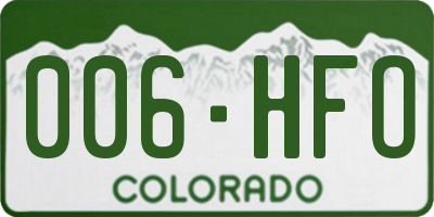 CO license plate 006HFO