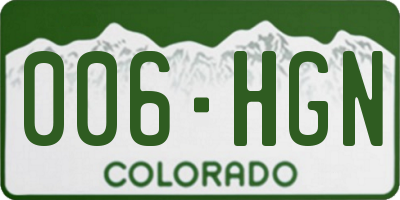 CO license plate 006HGN
