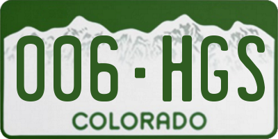 CO license plate 006HGS