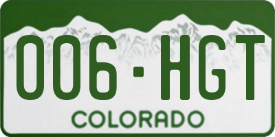 CO license plate 006HGT