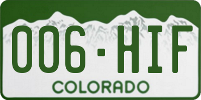 CO license plate 006HIF