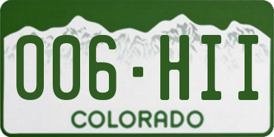CO license plate 006HII