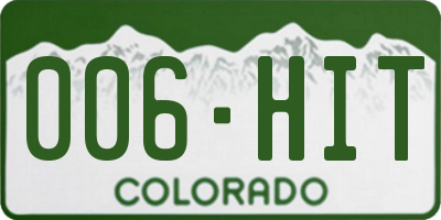 CO license plate 006HIT