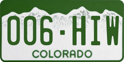 CO license plate 006HIW