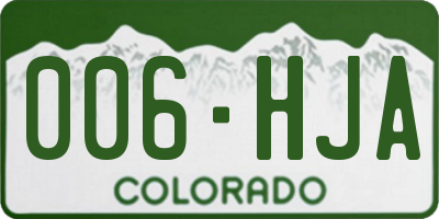 CO license plate 006HJA