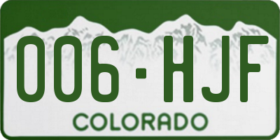 CO license plate 006HJF