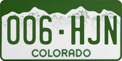 CO license plate 006HJN