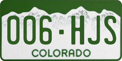 CO license plate 006HJS