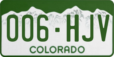 CO license plate 006HJV